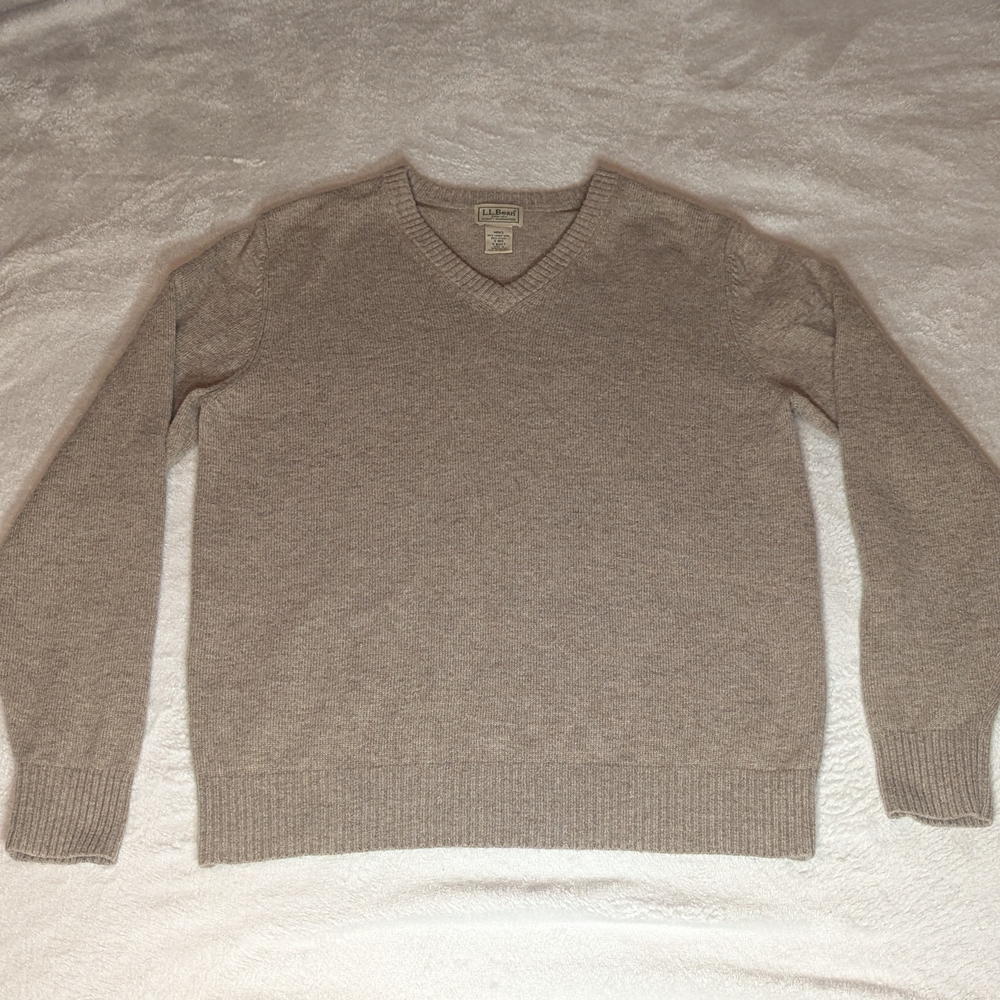 L.L. Bean Men's Tan V-Neck Sweater